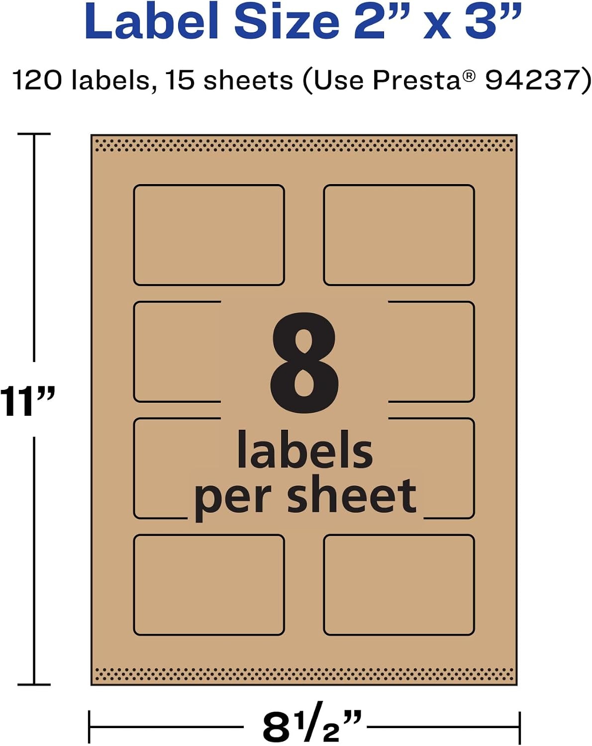 image:imageAvery Kraft Brown Rectangle Labels Sure Feed Technology 2 x 3 120 Kraft Brown Labels PrinttoTheEdge LaserInkjet Printable120 labels