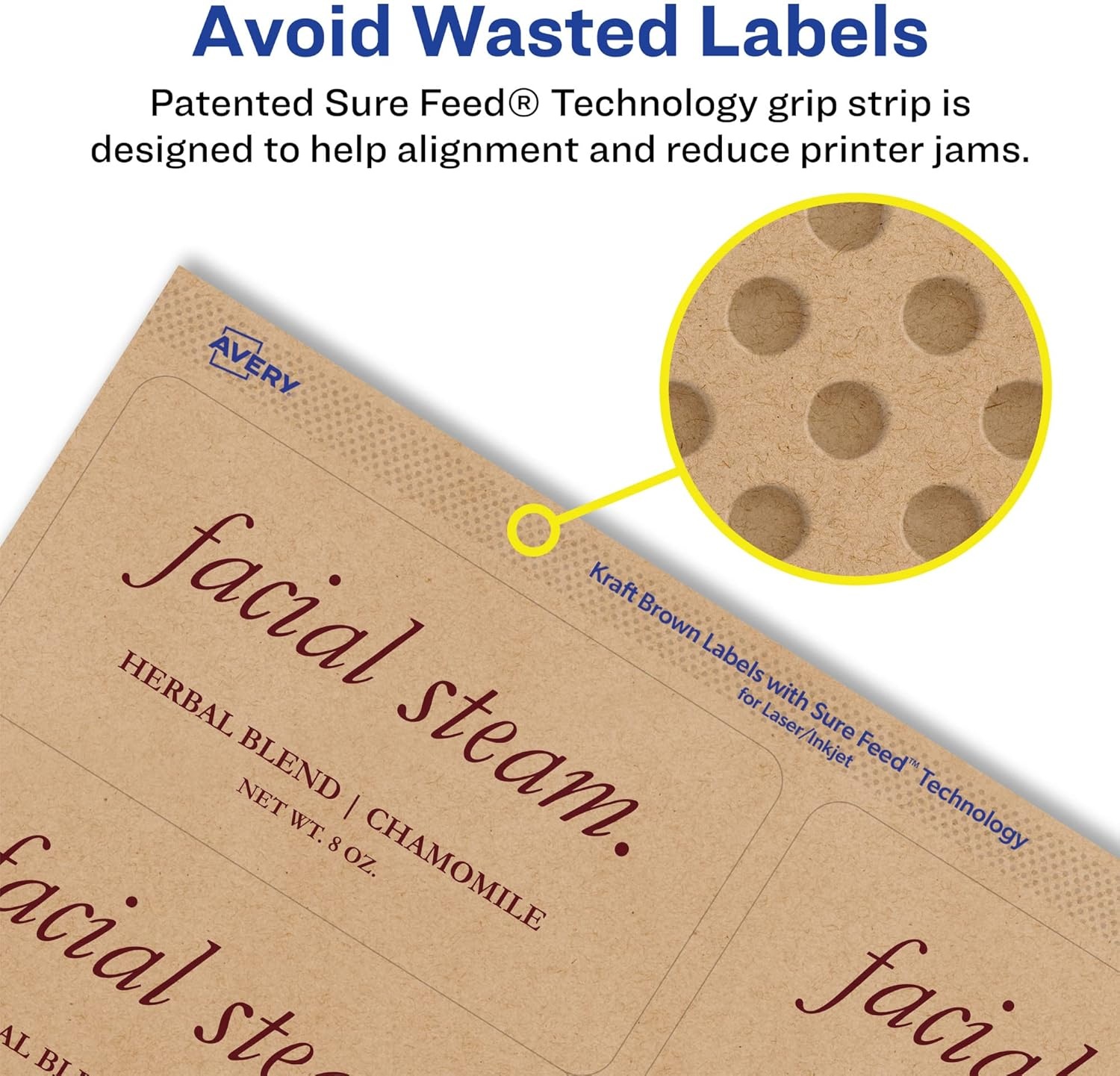image:imageAvery Kraft Brown Rectangle Labels Sure Feed Technology 2 x 3 120 Kraft Brown Labels PrinttoTheEdge LaserInkjet Printable120 labels