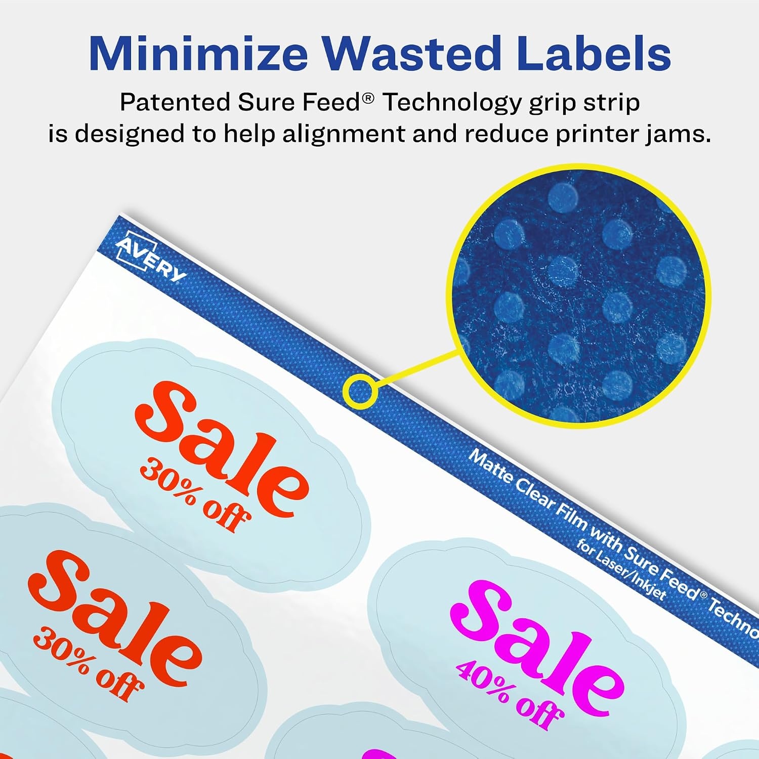 image:imageAvery Matte Clear Oval Scalloped Labels Sure Feed Technology 118 x 214 210 Matte Clear Labels PrinttoTheEdge LaserInkjet Printable2 100 labels