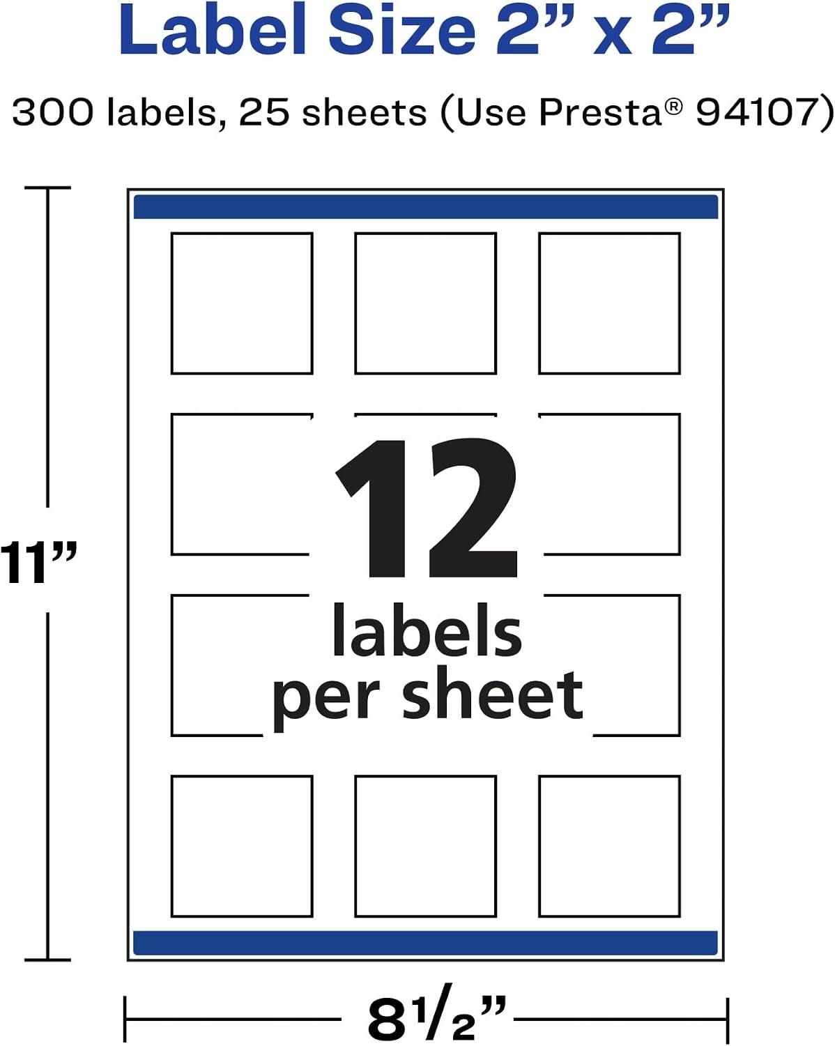 image:imageAvery Matte White Removable Square Labels Sure Feed Technology PrinttoTheEdge 2 x 2 180 Removable Labels LaserInkjet Printable300 labels
