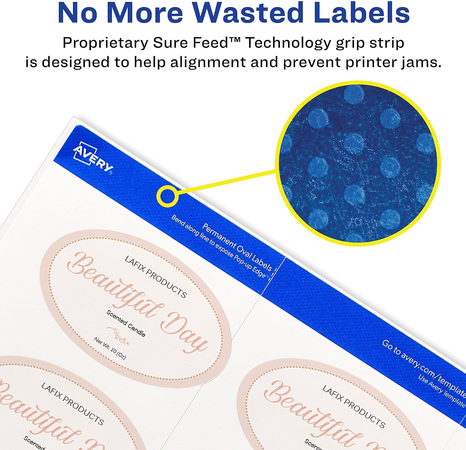 image:imageAvery Printable Blank Oval Labels 118 x 214 Textured Matte White 210 Customizable Labels 8216118 x 214 Pack of 5