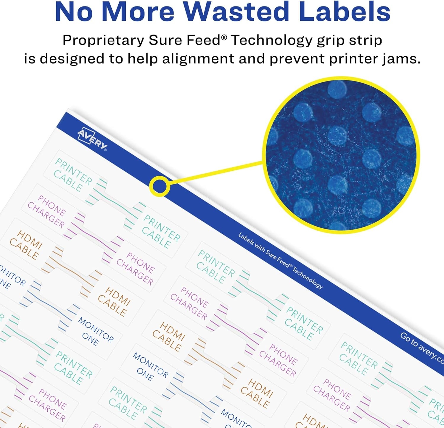 image:imageAvery Printable Durable White Barbell Labels Sure Feed Technology 05 x 25 Waterproof Labels Laser amp PigmentBased Inkjet Compatible 450 Total450 labels