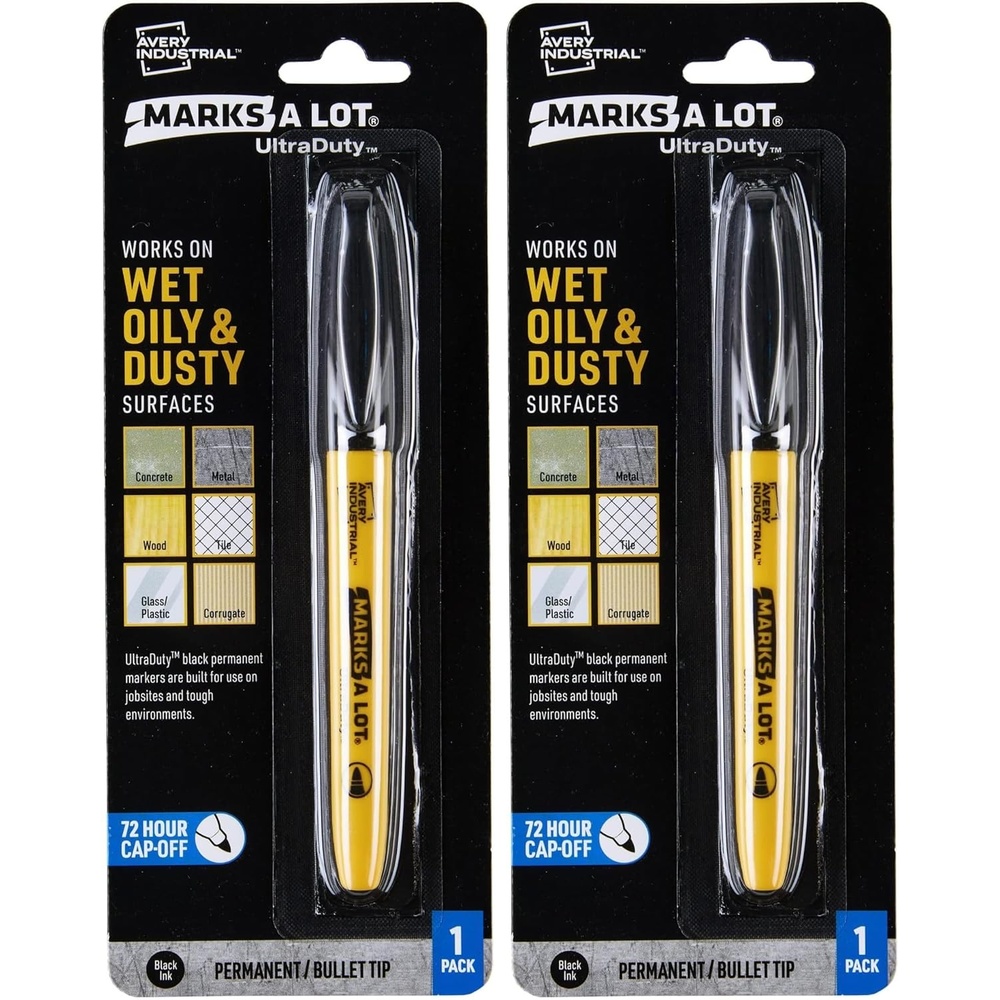 image:imageAvery Marks A Lot UltraDuty Permanent Markers Bullet Tip Water Resistant 1 Black Industrial Marker 298431 Count Pack of 2