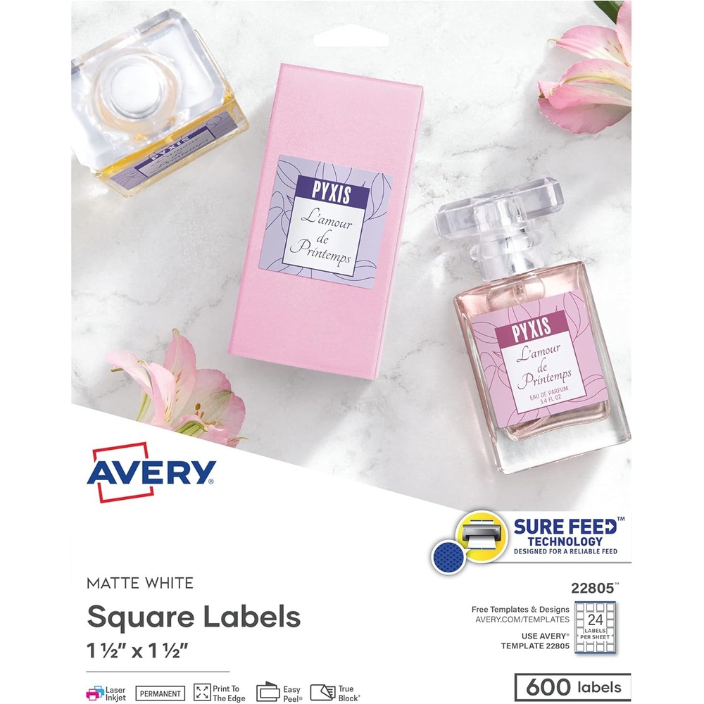 image:imageAvery Printable Blank Square Labels 15 x 15 Matte White 600 Customizable Labels 2280515 x 15
