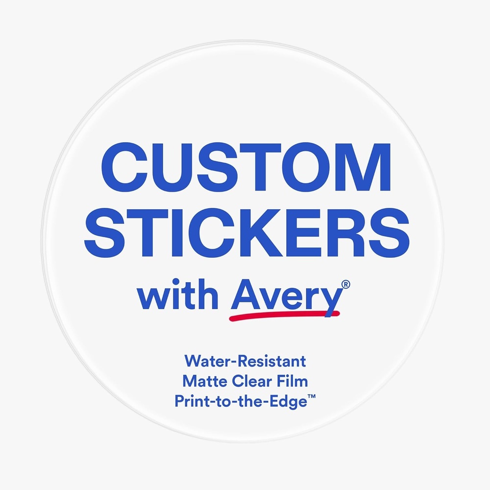 image:imageAvery Professionally Printed Custom Stickers 25 Diameter Round Personalized Stickers Matte Clear Film Design Your Own Custom Decals Great for Branding Gifts and MoreMatte Clear Film