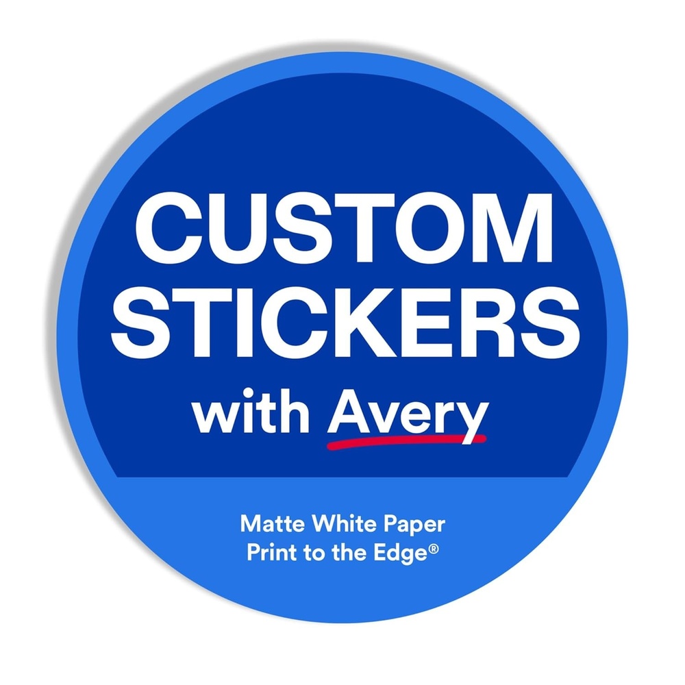 image:imageAvery Professionally Printed Custom Stickers 25 Round Personalized Stickers Waterproof Matte White Film Design Your Own Custom Decals Great for Branding Gifts and MoreMatte White Paper