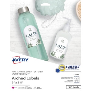 Avery Arched Labels, Sure Feed Technology for Laser Printers, Water Resistant, 3″ x 2.25″, 90 Labels (22809)(One Size)