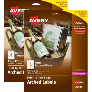 Avery Arched Wine Labels, Sure Feed Technology for Laser Printers, 4.75″ x 3.5″, 40 White Labels (22826)(2)