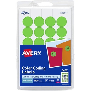Avery Colored Dot Stickers, Removable Print or Write Circle Labels, 3/4 Inch, 1008 Neon Green Round Stickers (5468)(1)