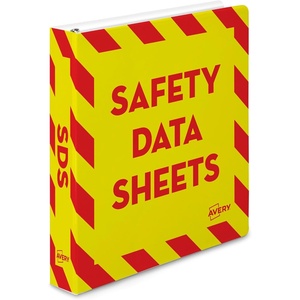 Avery Heavy-Duty Industrial SDS Binder, 3″ One-Touch Rings, Yellow/Red Border (18952)(1.5″)