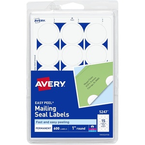Avery Mailing Seals, 1″ Round Labels, White, 600 Printable Mailing Labels (05247)(600 Count (Pack of 1))