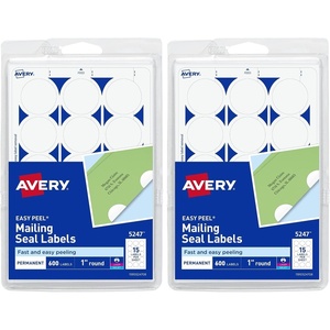 Avery Mailing Seals, 1″ Round Labels, White, 600 Printable Mailing Labels (05247)(600 Count (Pack of 2))