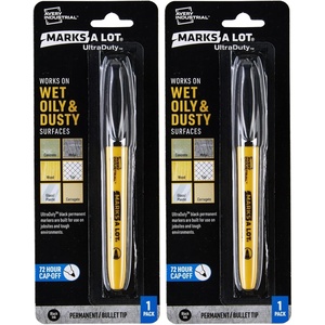 Avery Marks A Lot UltraDuty Permanent Markers, Bullet Tip, Water Resistant, 1 Black Industrial Marker (29843)(1 Count (Pack of 2))