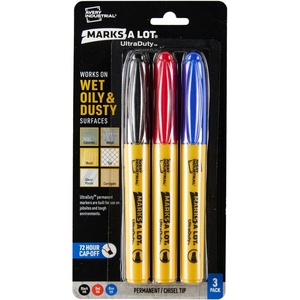Avery Marks A Lot UltraDuty Permanent Markers, Chisel Tip, Water Resistant, Assorted Colors, 3 Industrial Markers (29864)