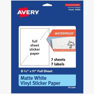 Avery Matte Clear Rectangle Sticker Sheets, 8.5″ x 11″, 10 Matte Clear Labels, Laser/Inkjet Printable Labels(Vinyl)