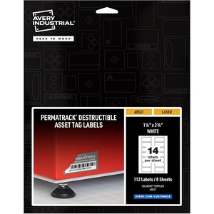Avery Metallic Asset Tag Labels, 1-1/4 x 2-3/4″, Laser Printable Tags, 112 Waterproof Labels (61528)(1-1/4″ x 2-3/4″)