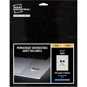 Avery Metallic Asset Tag Labels, 1-1/4 x 2-3/4″, Laser Printable Tags, 112 Waterproof Labels (61528)(1/2″ x 1″)