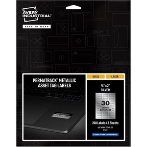Avery Metallic Asset Tag Labels, 1-1/4 x 2-3/4″, Laser Printable Tags, 112 Waterproof Labels (61528)(3/4″ x 2″ (Pack of 5))