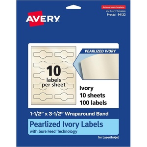 Avery Pearlized Ivory Cigar Labels, Sure Feed Technology, Print-to-the-Edge, 1.5″ x 3.5″, 100 Labels, Laser/Inkjet Compatible(100 labels)