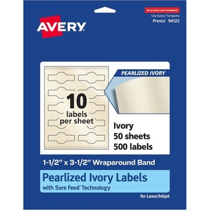 Avery Pearlized Ivory Cigar Labels, Sure Feed Technology, Print-to-the-Edge, 1.5″ x 3.5″, 100 Labels, Laser/Inkjet Compatible(500 labels)
