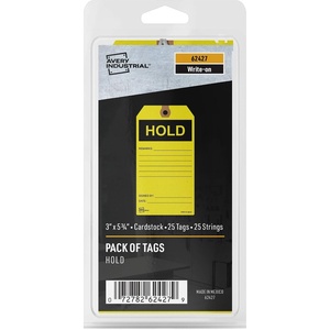 Avery Preprinted Hold Maintenance Tags with String, 5.75″ x 3″, Yellow Tags, 25 Write-On Hang Tags (62427)