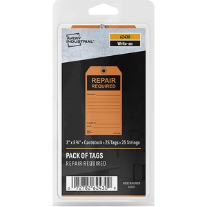 Avery Preprinted Repair Required Tags, String Included, 5.75″ x 3″, Orange Tags, Write-On, 25 Total (62430)