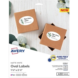 Avery Printable Blank Oval Labels, 1.5″ x 2.5″, Matte White, 450 Customizable Labels (22564)(1.5″ x 2.5″)