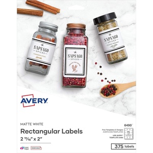 Avery Printable Blank Rectangle Labels, 2-11/16″ x 2″, Matte White, 375 Customizable Labels (6490)(2-11/16″ x 2″)