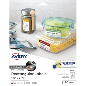 Avery Printable Dissolvable Rectangle Labels, 1-1/4″ x 2-3/8″, White, 90 Customizable Labels (4224)(One Size)