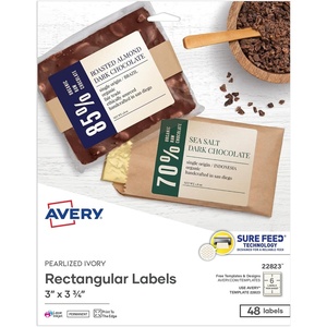Avery Printable Rectangle Labels, 3″ x 3.75″, Pearlized Ivory, Laser & Inkjet Compatible, 48 Customizable Label Stickers, Great for Product Branding, Favors, Thank You Stickers, and More (22823)(3″ x 3.75″)