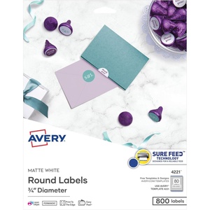 Avery Printable Round Labels with Sure Feed, 3/4″ Diameter, Matte White, 800 Customizable Labels (4221)