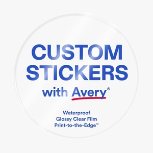 Avery Professionally Printed Custom Stickers, 2.5″ Diameter Round Personalized Stickers, Matte Clear Film, Design Your Own Custom Decals, Great for Branding, Gifts, and More(Glossy Clear Film)