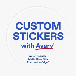 Avery Professionally Printed Custom Stickers, 2.5″ Diameter Round Personalized Stickers, Matte Clear Film, Design Your Own Custom Decals, Great for Branding, Gifts, and More(Matte Clear Film)