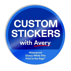 Avery Professionally Printed Custom Stickers, 2.5″ Round Personalized Stickers, Waterproof, Matte White Film, Design Your Own, Custom Decals, Great for Branding, Gifts, and More(Glossy White Film)