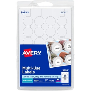 Avery Removable Print or Write Labels for Laser and Inkjet Printers, 0.75 Inches, Round, Pack of 1008 (5408)(18 Packs)