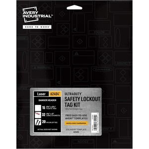 Avery UltraDuty Lockout Tagout Tags Kit, 100lb Pull-Strength, Print & Assemble 15 Tags, 5.75″ x 3.25″ (62404)