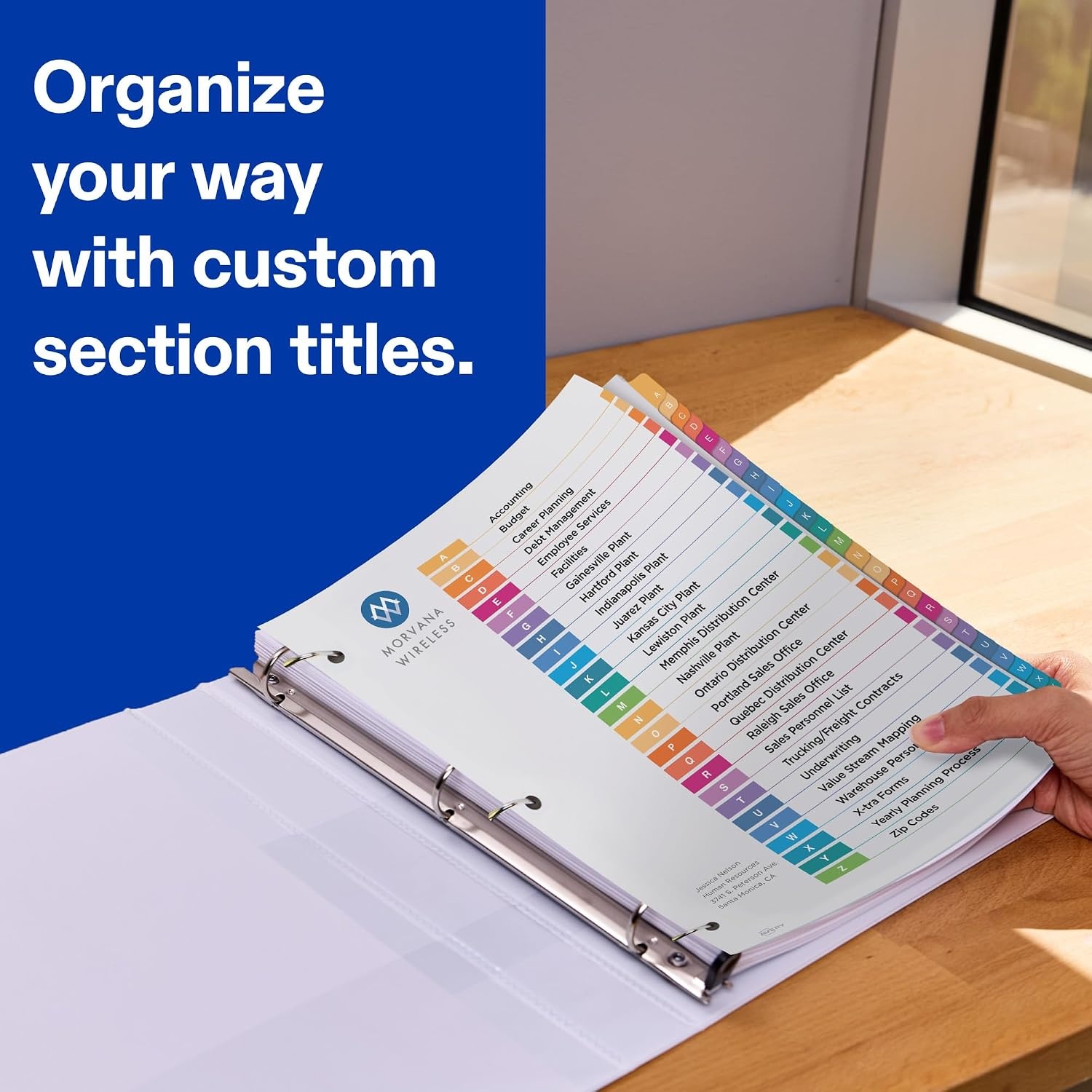 image:imageAvery AZ Dividers for 3 Ring Binders 26 Tabs per Set Customizable Table of Contents Multicolor Tabs Great for Organizing Reports Projects and More 12 Sets of 11125Classic
