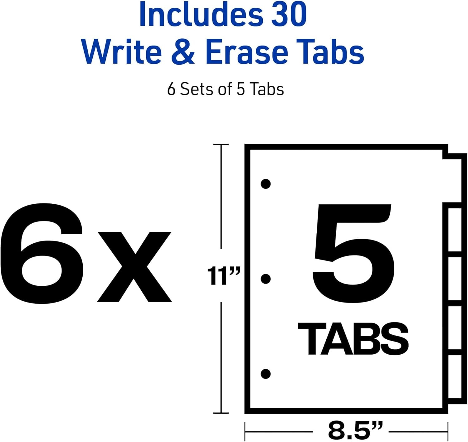 image:imageAvery Big Tab Write amp Erase Dividers for 3 Ring Binders 5Tab Set Multicolor Divider Tabs Great for Organizing Projects Reports Finances and More 6Pack of 23076