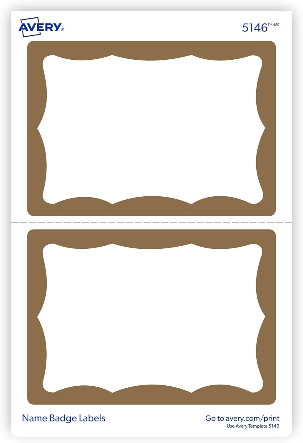 image:imageAvery Customizable Name Tags 213 x 338 White with Blue Border 6 Packs of 100 600 Removable Name Badges Total 44144Gold Border
