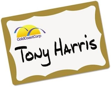 image:imageAvery Customizable Name Tags 213 x 338 White with Blue Border 6 Packs of 100 600 Removable Name Badges Total 44144Gold Border