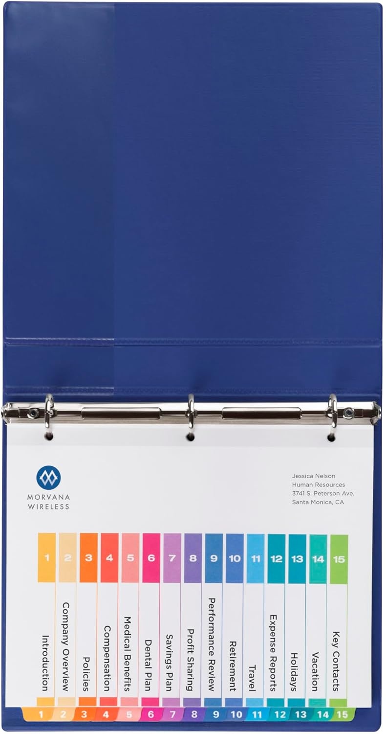 image:imageAvery Dividers for 3 Ring Binders 15 Tabs per Set Customizable Table of Contents Multicolor Tabs Great for Organizing Reports Projects and More 3 Sets of 1107415 tabs