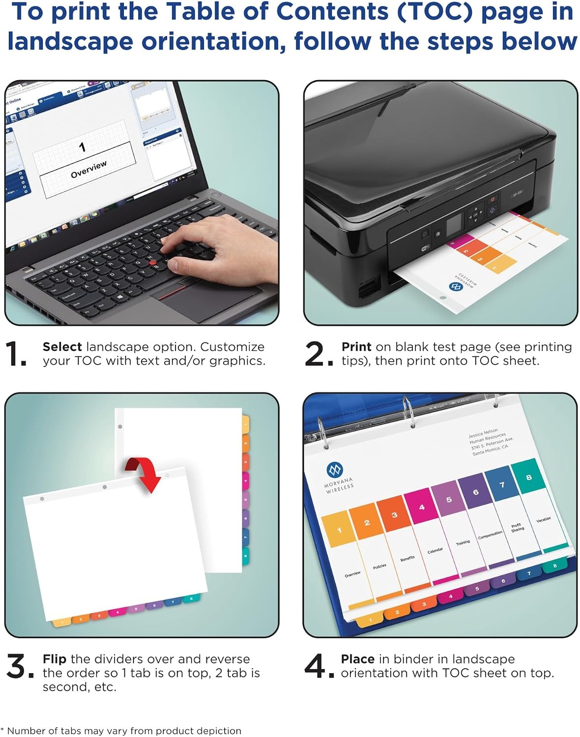 image:imageAvery Dividers for 3 Ring Binders 15 Tabs per Set Customizable Table of Contents Multicolor Tabs Great for Organizing Reports Projects and More 3 Sets of 1107415 tabs Pack of 8