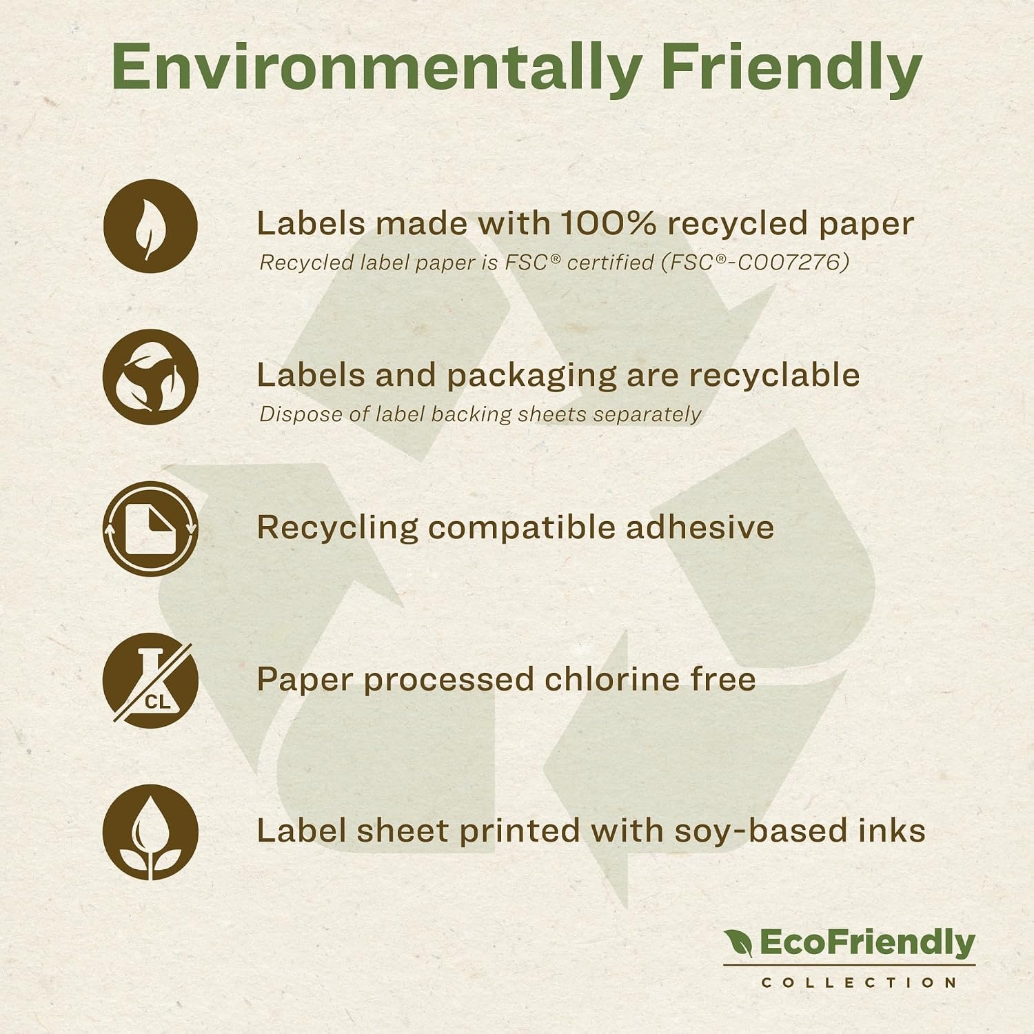 image:imageAvery EcoFriendly Matte White Recycled Square Labels 34 x 34 PrinttoTheEdge Matte White Labels Permanent Adhesive LaserInkjet Printable 800 Total8 000 labels
