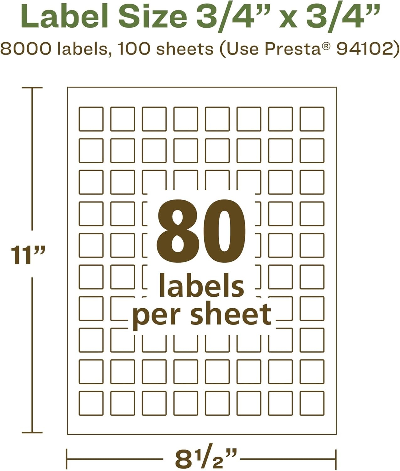 image:imageAvery EcoFriendly Matte White Recycled Square Labels 34 x 34 PrinttoTheEdge Matte White Labels Permanent Adhesive LaserInkjet Printable 800 Total8 000 labels