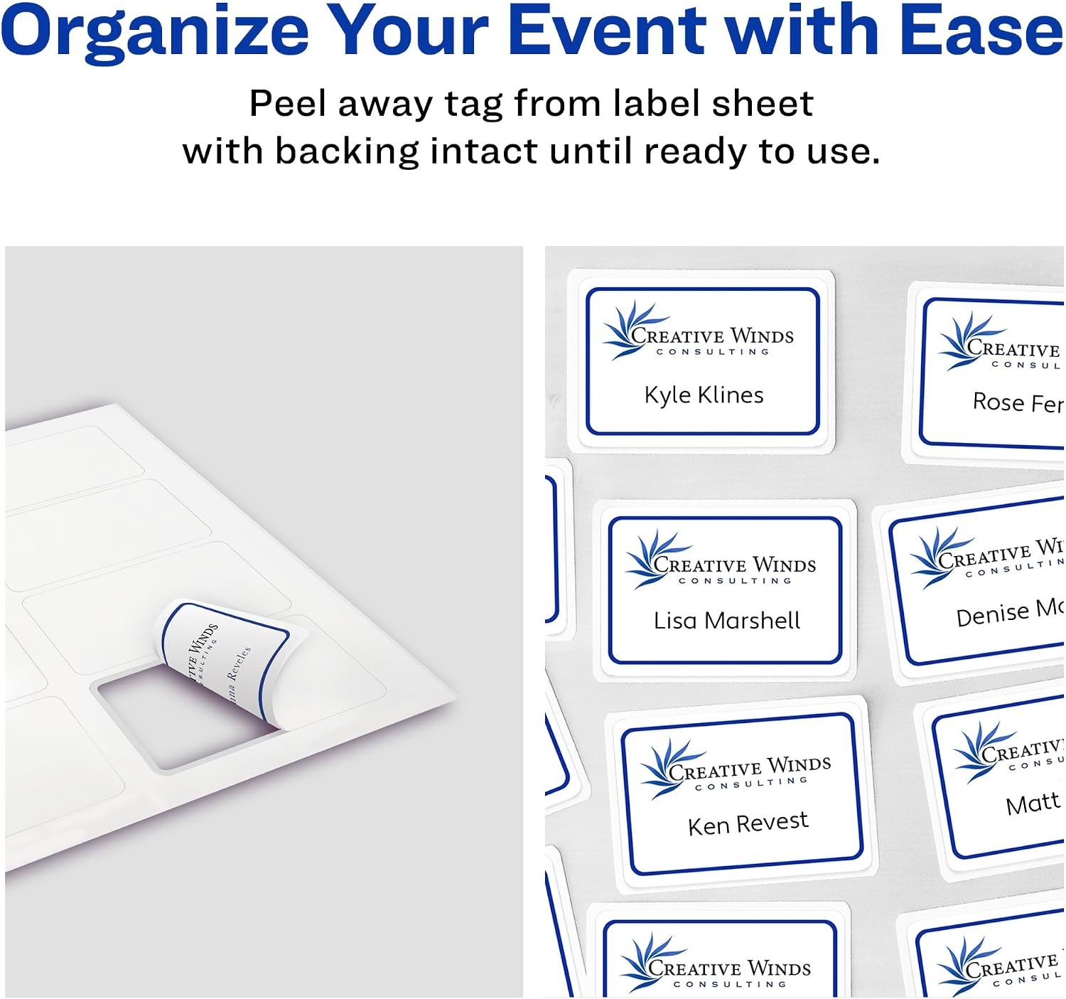 image:imageAvery Flexible Printable Name Tags 213 x 338 White with Blue Border 400 Removable Name Badges 05895Blue Border