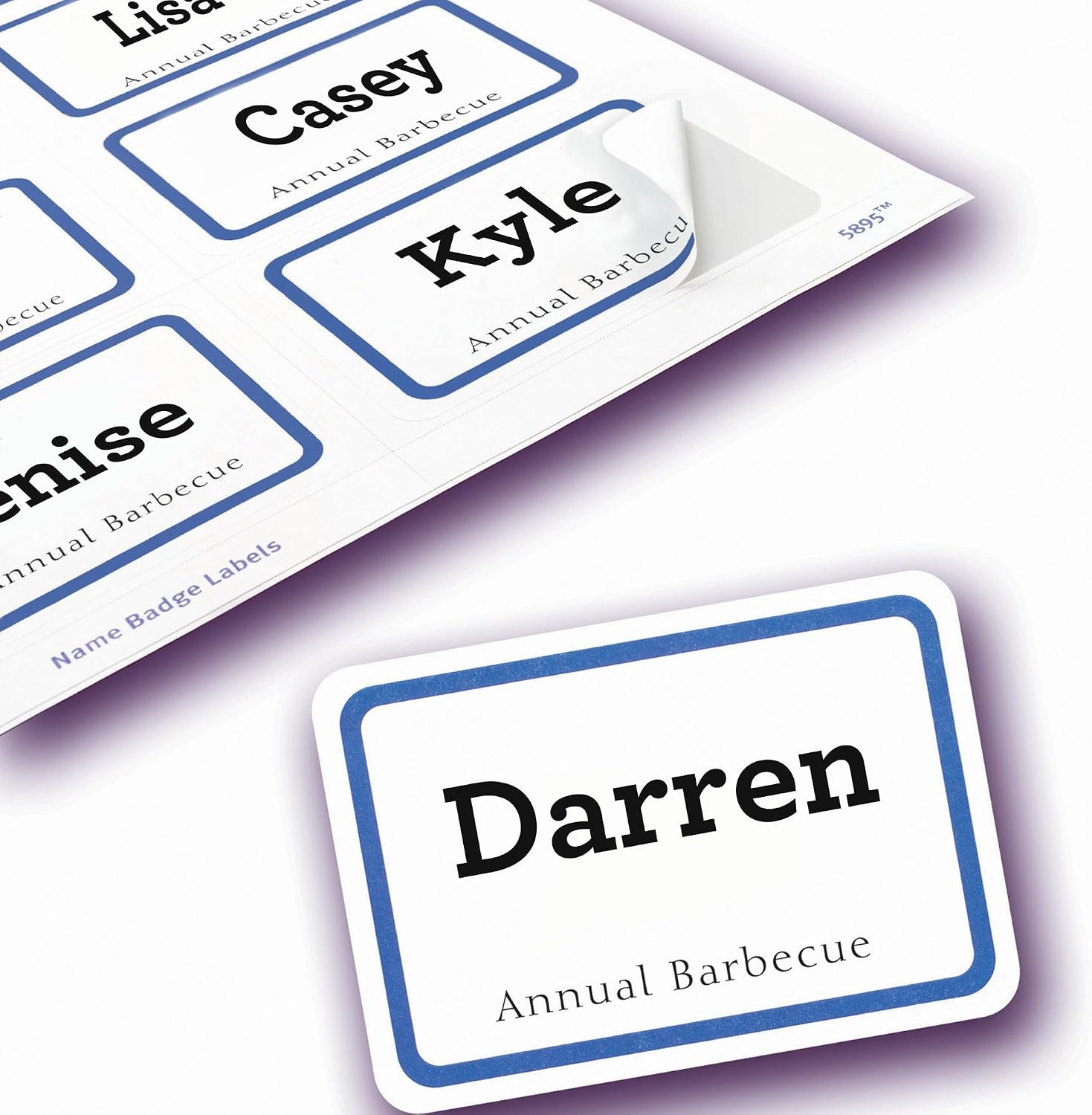 image:imageAvery Flexible Printable Name Tags 213 x 338 White with Blue Border 400 Removable Name Badges 05895Blue Border