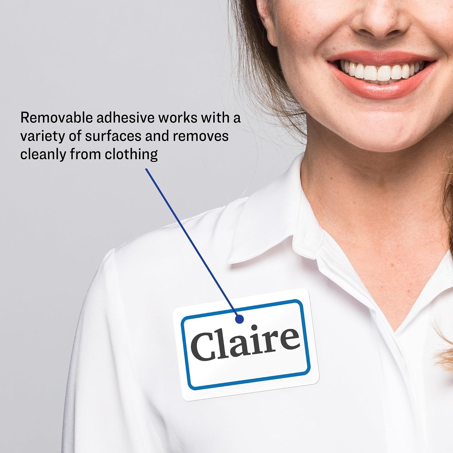 image:imageAvery Flexible Printable Name Tags 213 x 338 White with Blue Border 400 Removable Name Badges 05895Blue Border