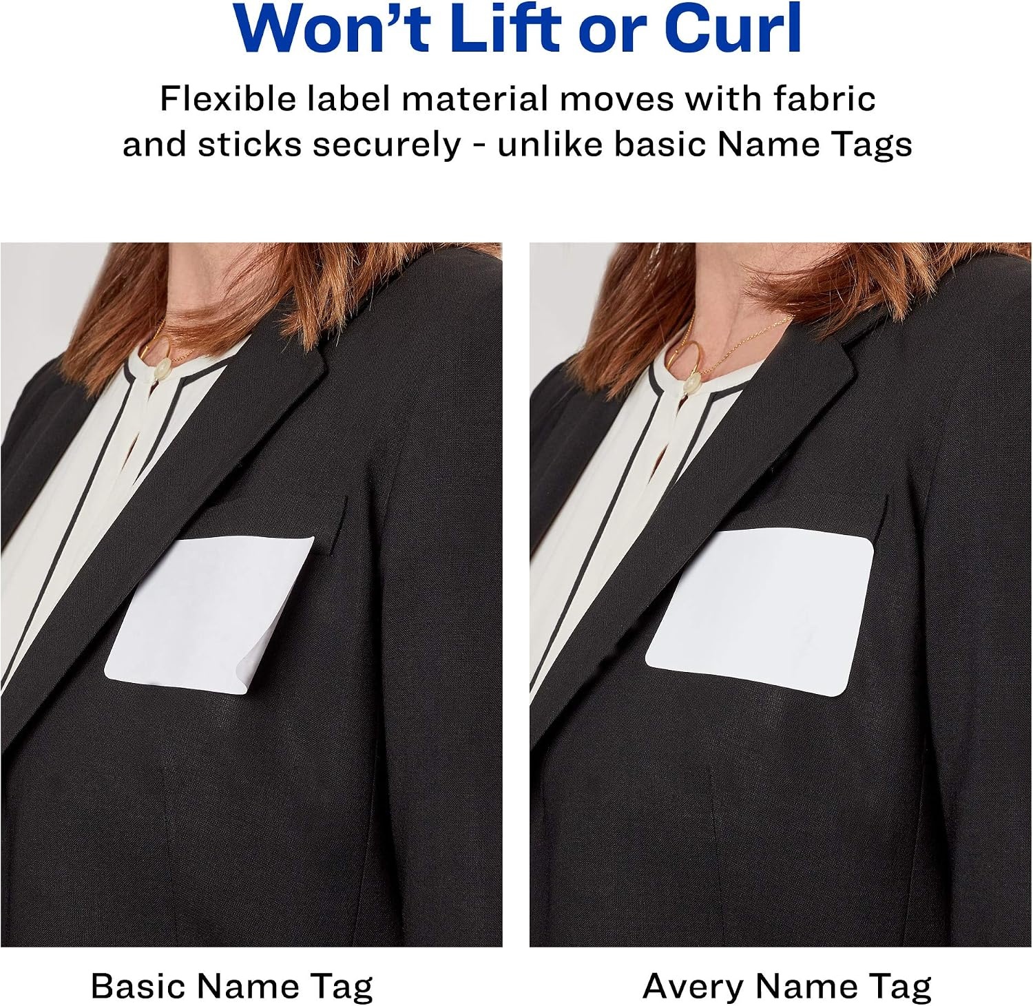 image:imageAvery Flexible Printable Name Tags 213 x 338 White with Blue Border 400 Removable Name Badges 05895Blue Border
