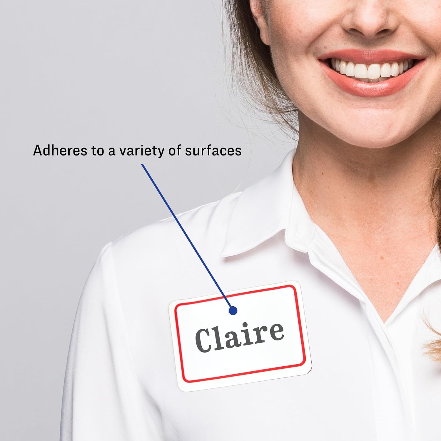 image:imageAvery Flexible Printable Name Tags 213 x 338 White with Blue Border 400 Removable Name Badges 05895Red Border