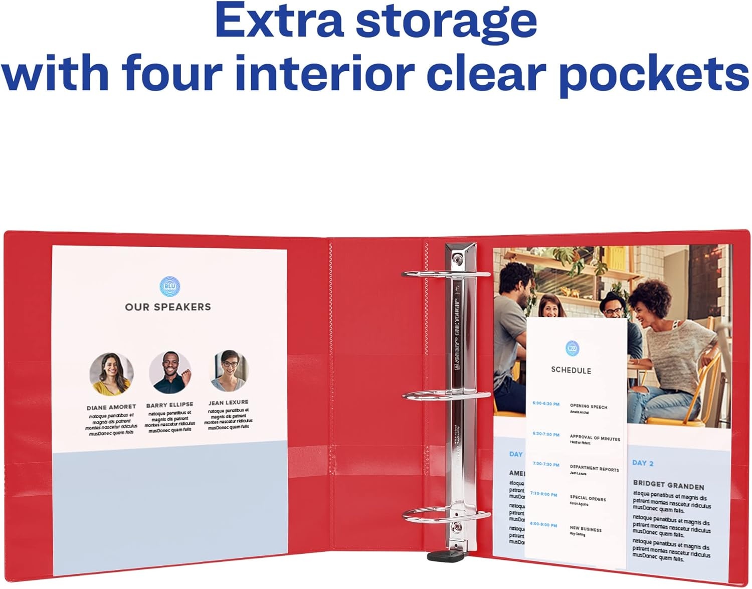 image:imageAvery HeavyDuty View 3 Ring Binder 1 One Touch EZD Rings 1 Red Binder 791701 Pack of 12